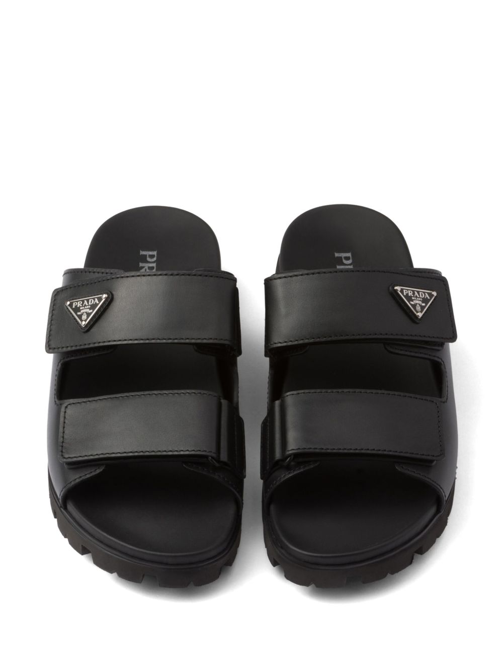 Sandals with leather straps in black