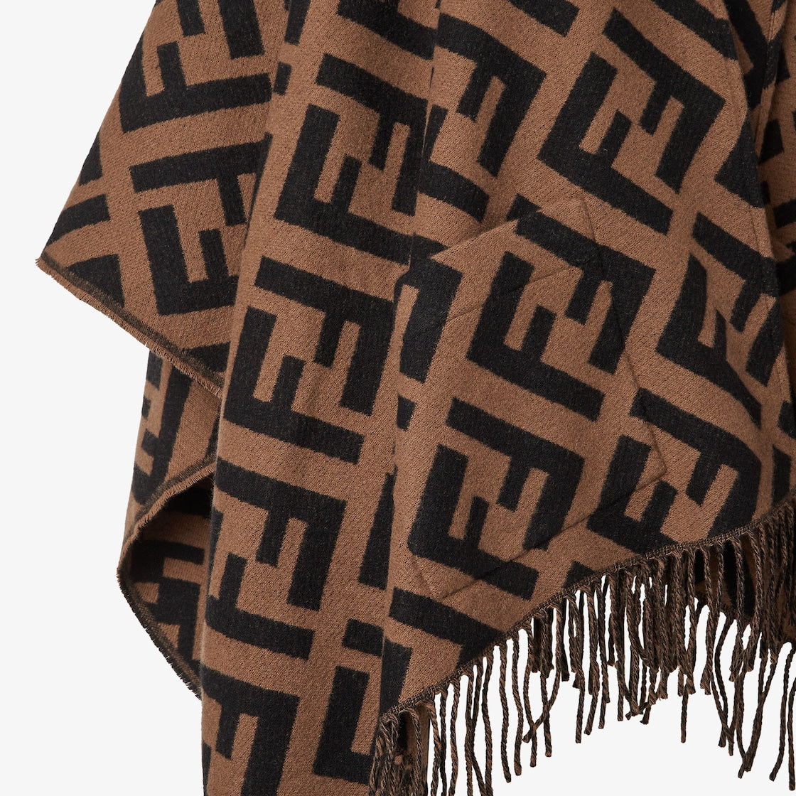 Damen Poncho aus Kaschmir Braun