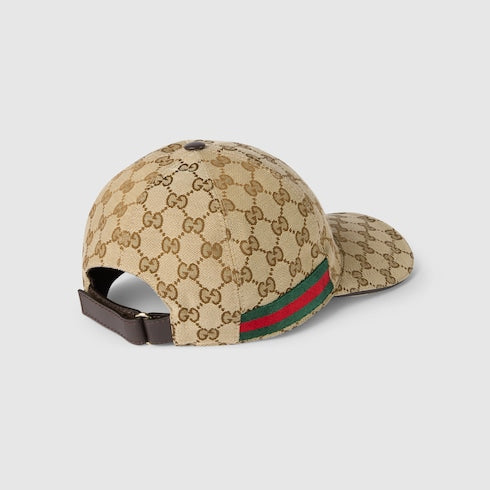 Baseball cap made of GG fabric with a woven pattern in beige and dark brown