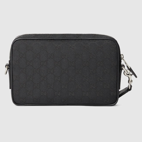 GG fabric shoulder bag black small size