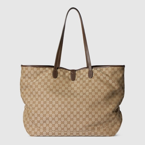 GG Jackie Shopping Bag groß aus Sand- und Brauntönen Canvas