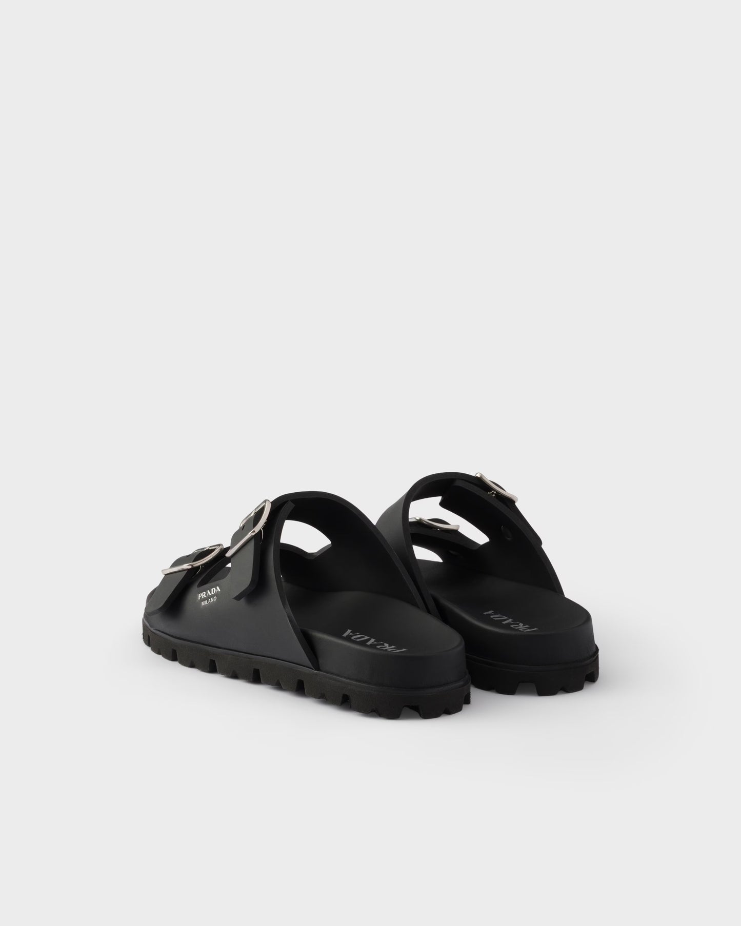 Black rubber slider sandals