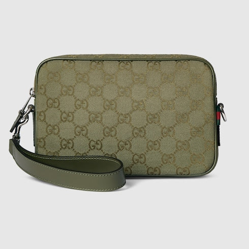 GG Supreme shoulder bag in forest green, small