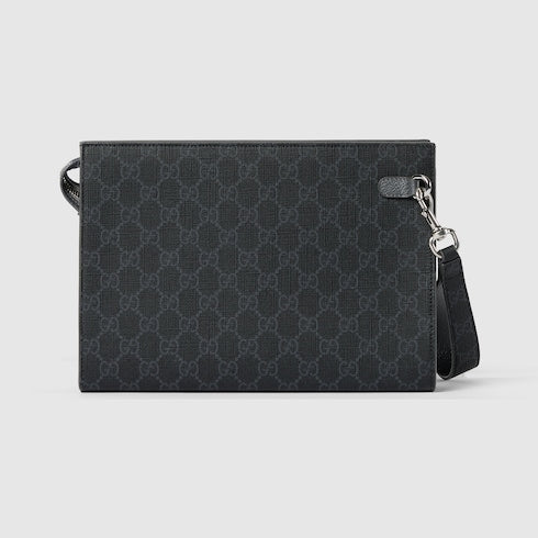 Zweiteilige Pouch Klein aus schwarzem GG-Supreme-Gewebe
