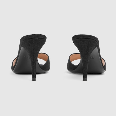 Women's slider sandals with black fabric Morsetto