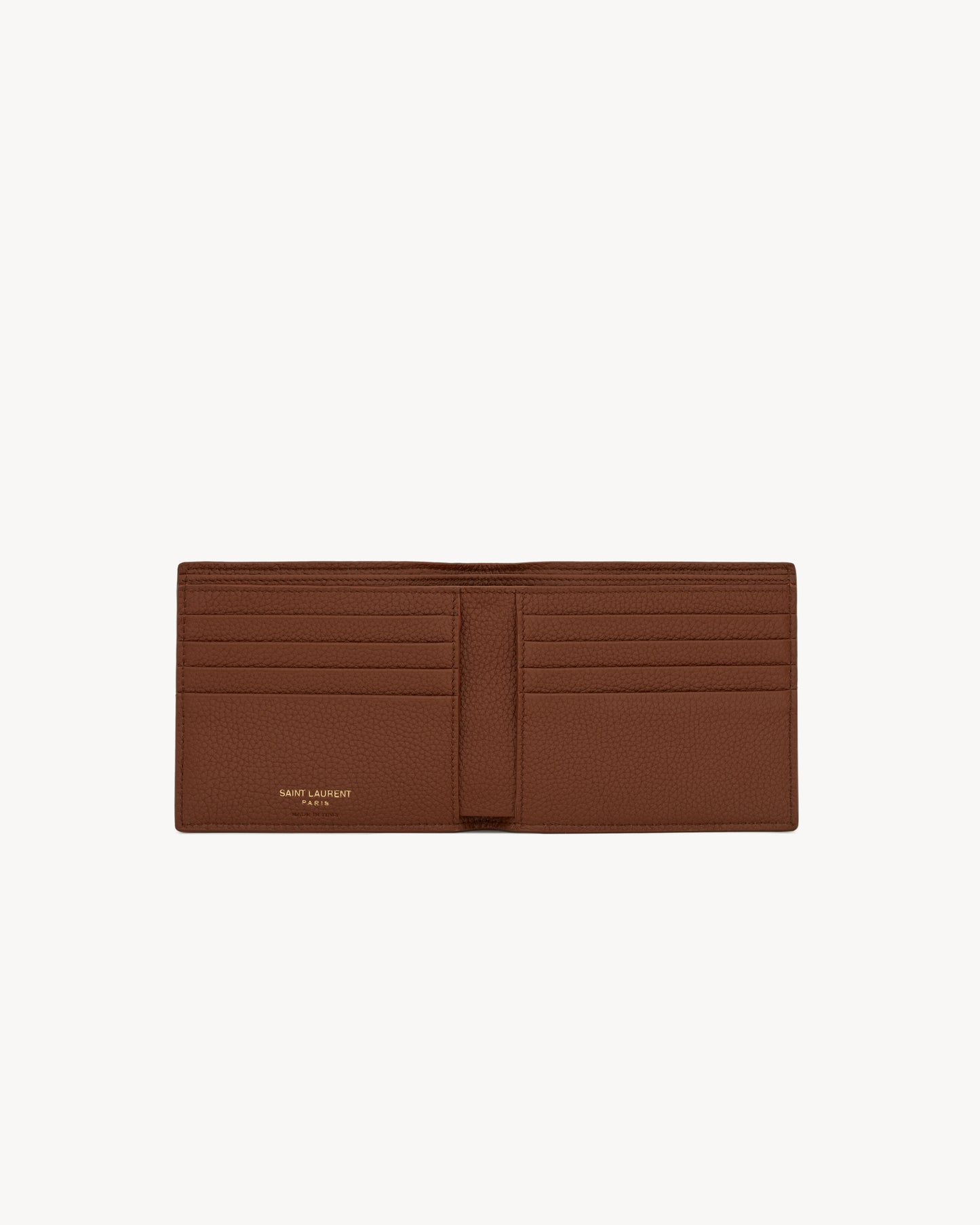 Small TINY CASSANDRE East/West wallet in grained brown leather
