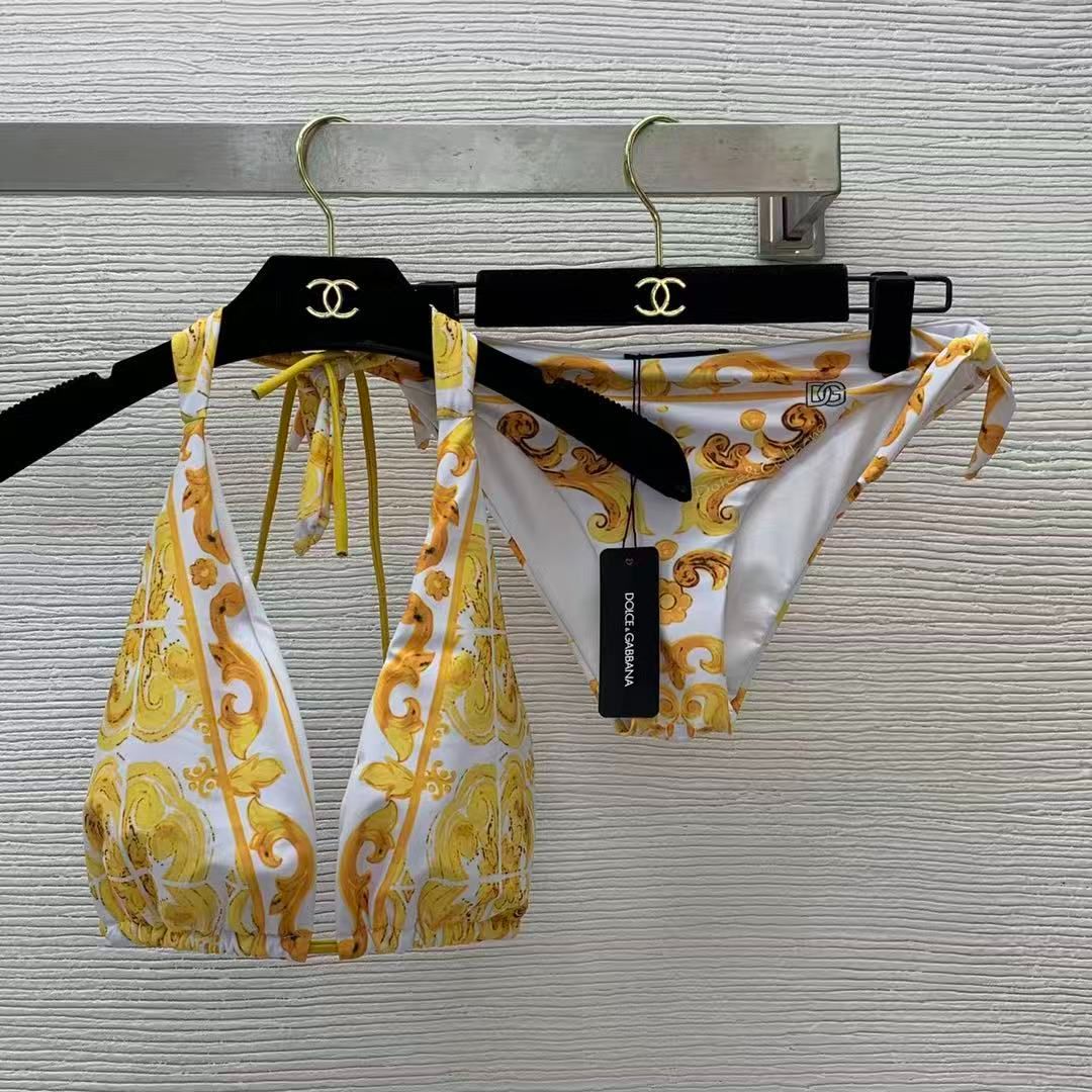 Neckholder-Bikini mit Barock-Print
