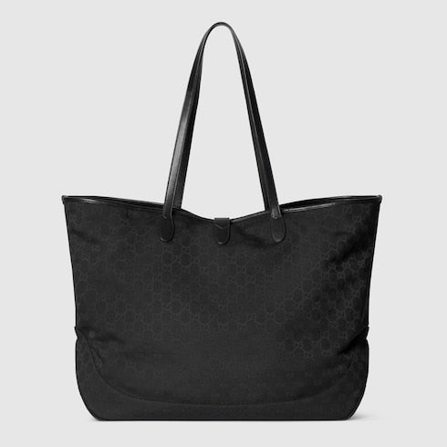 Large GG Jackie Shopping Bag in black canvas