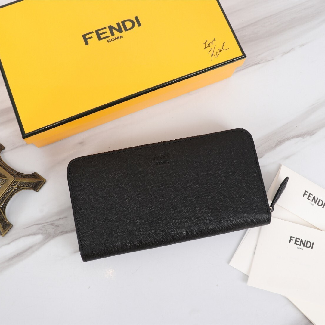 Monster Motiv Leder Continental Wallet Schwarz/Gelb