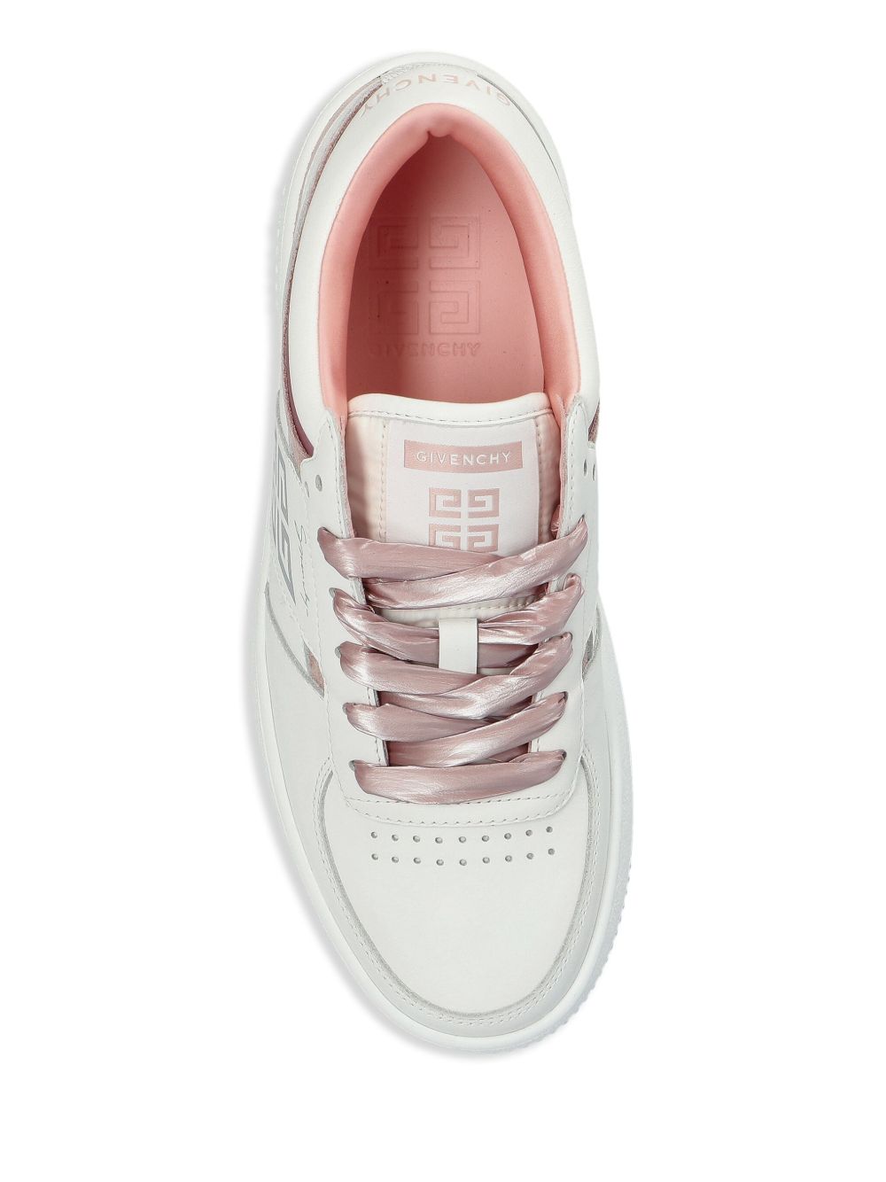 Sneakers with printed logo in white/rose gold