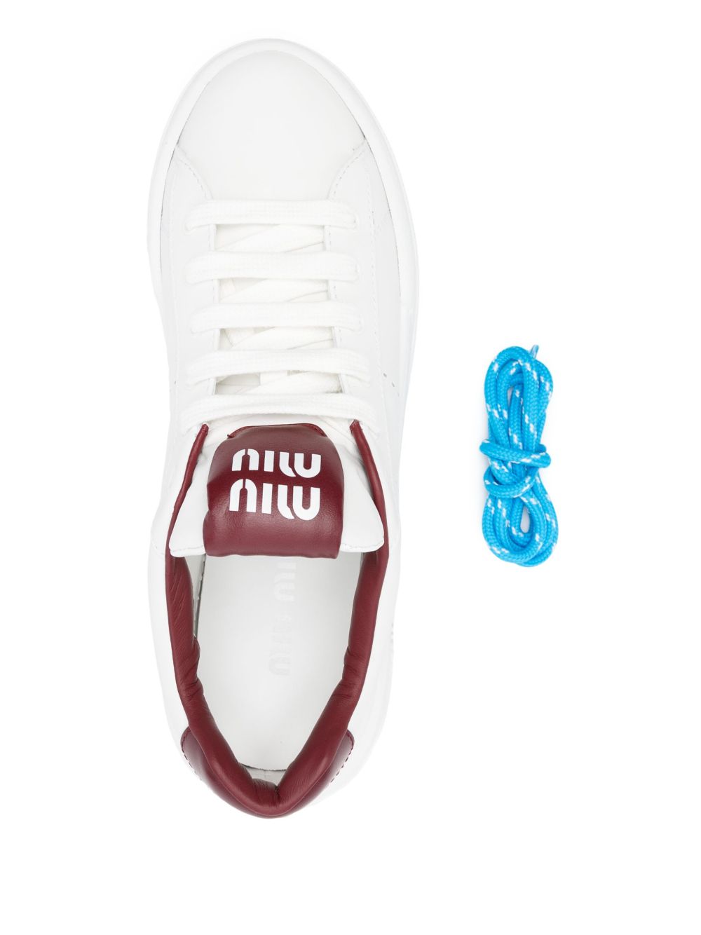Leather sneakers in white/burgundy