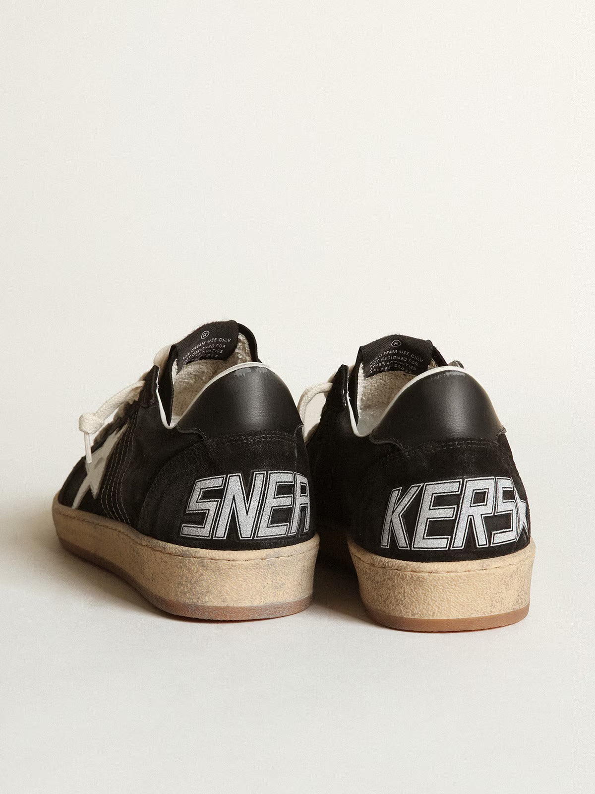 Black suede with white leather star