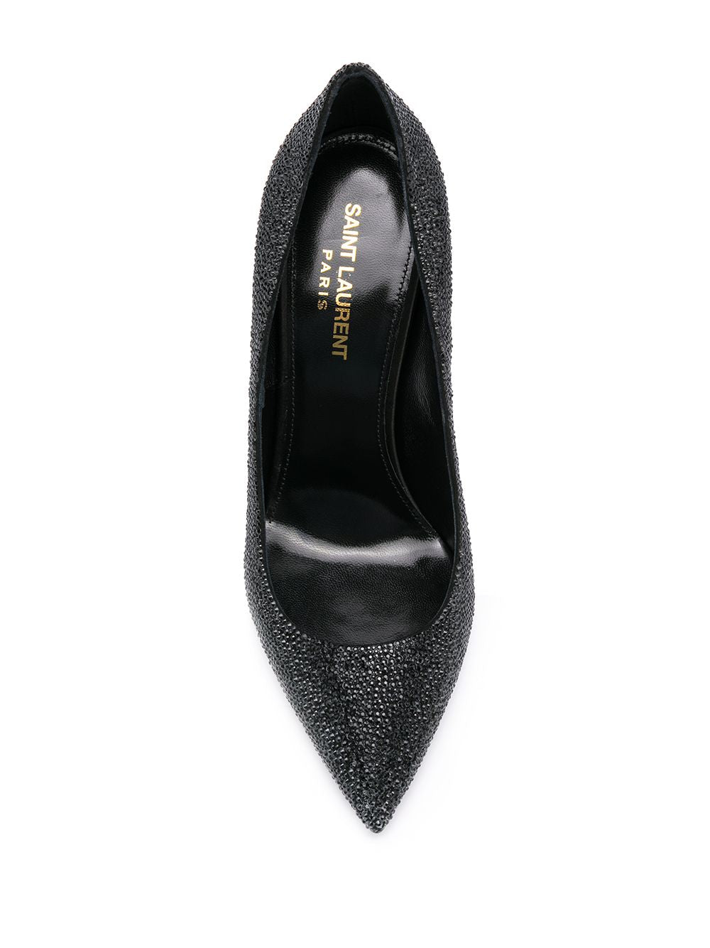 Opyum Pumps aus schwarzem, glitzerndem Kalbsleder