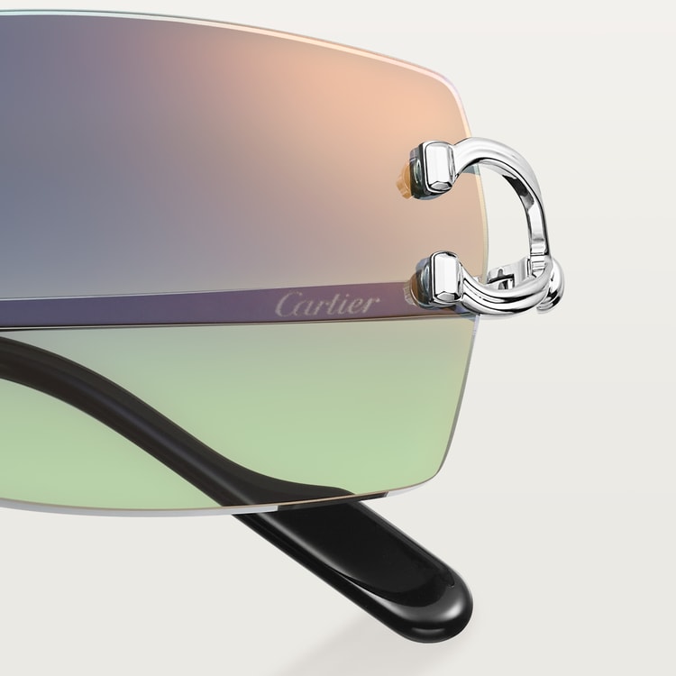 Classic men's sunglasses with C motif and blue-green gradient lenses