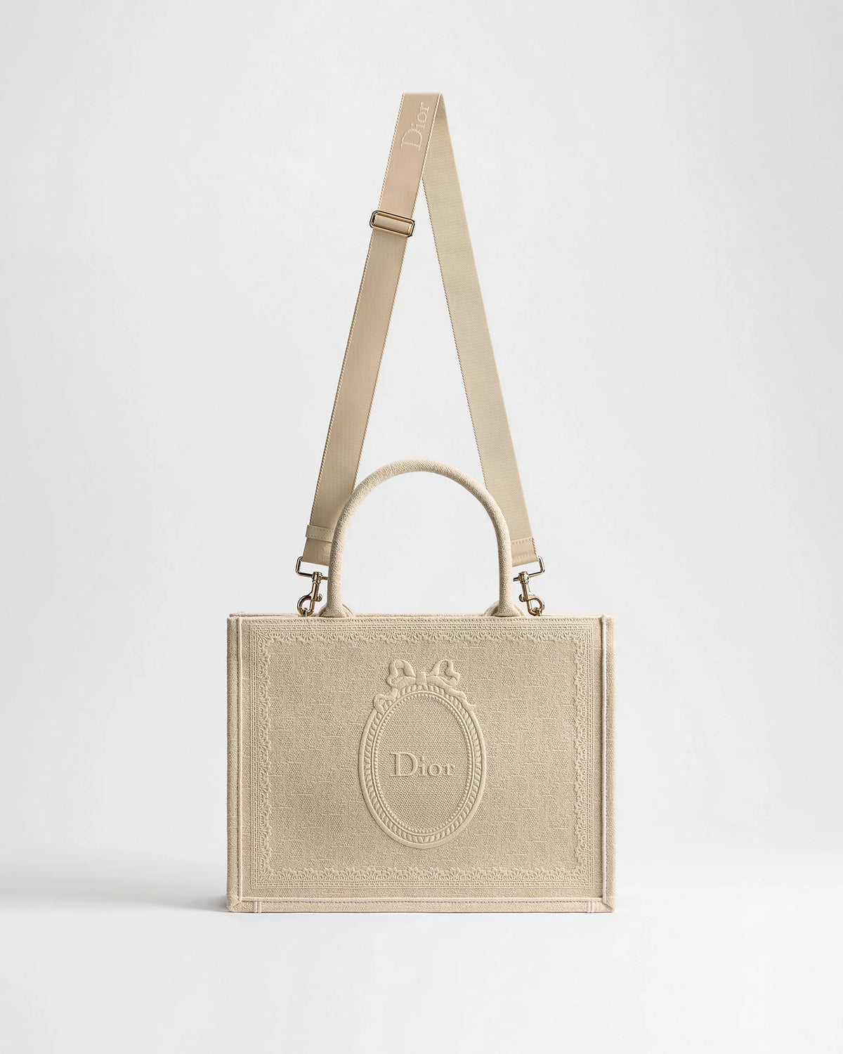 Mittelgroße Dior Book Tote mit Riemen Beige