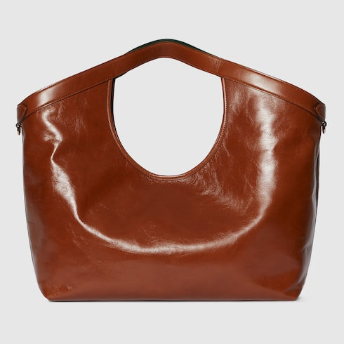 Large GG Giglio shopping bag in dark brown leather