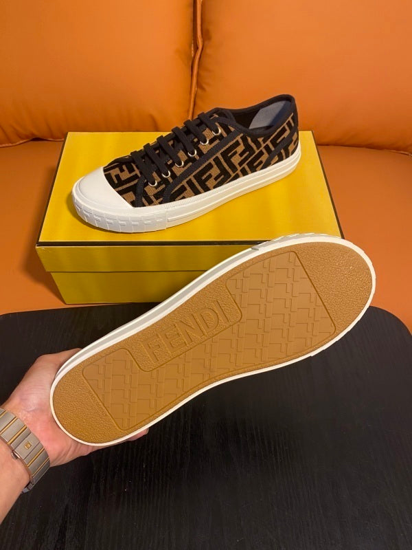 Domino Low Tops made from FF fabric, brown fondant