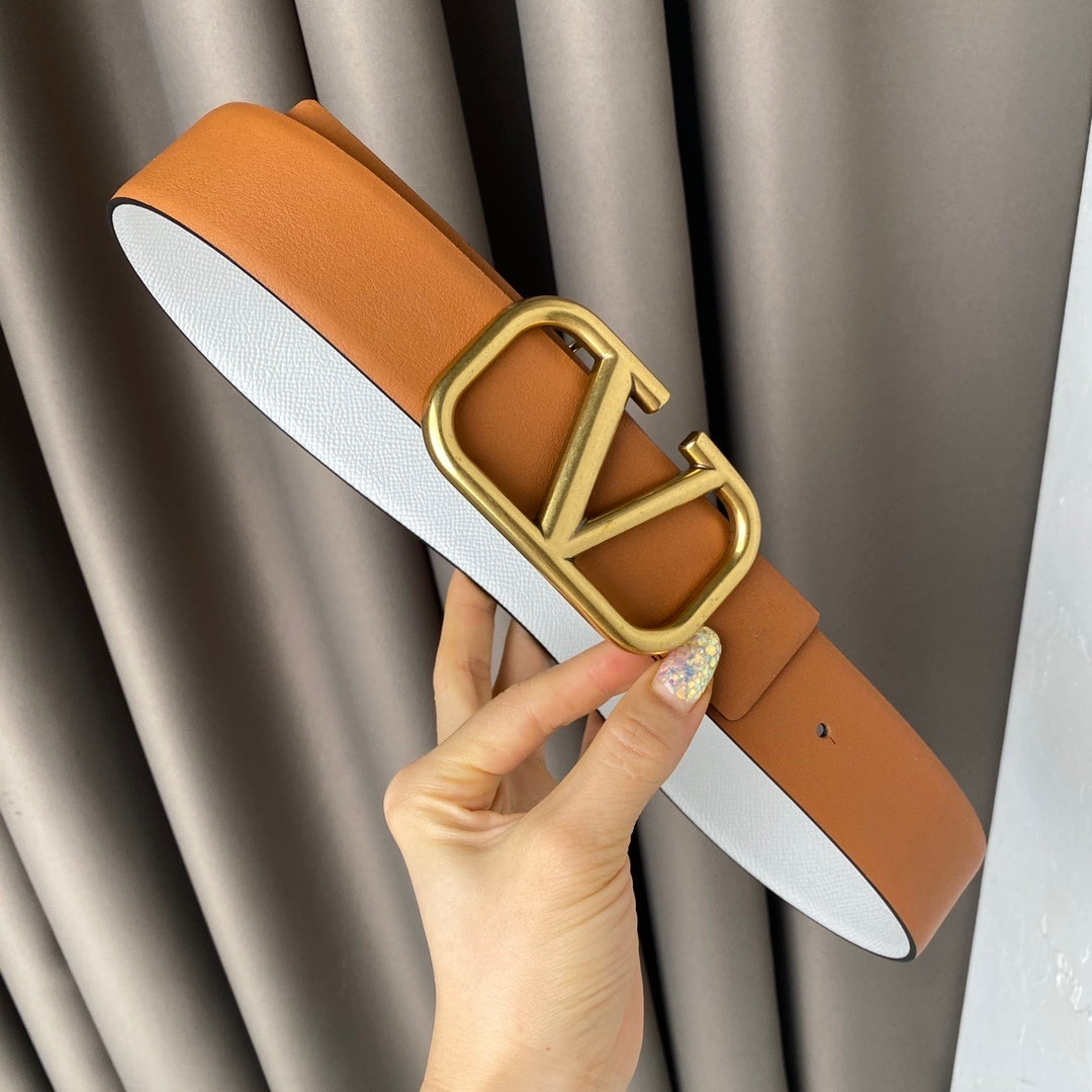 Reversible VLogo Signature Calfskin Belt 40mm Brown