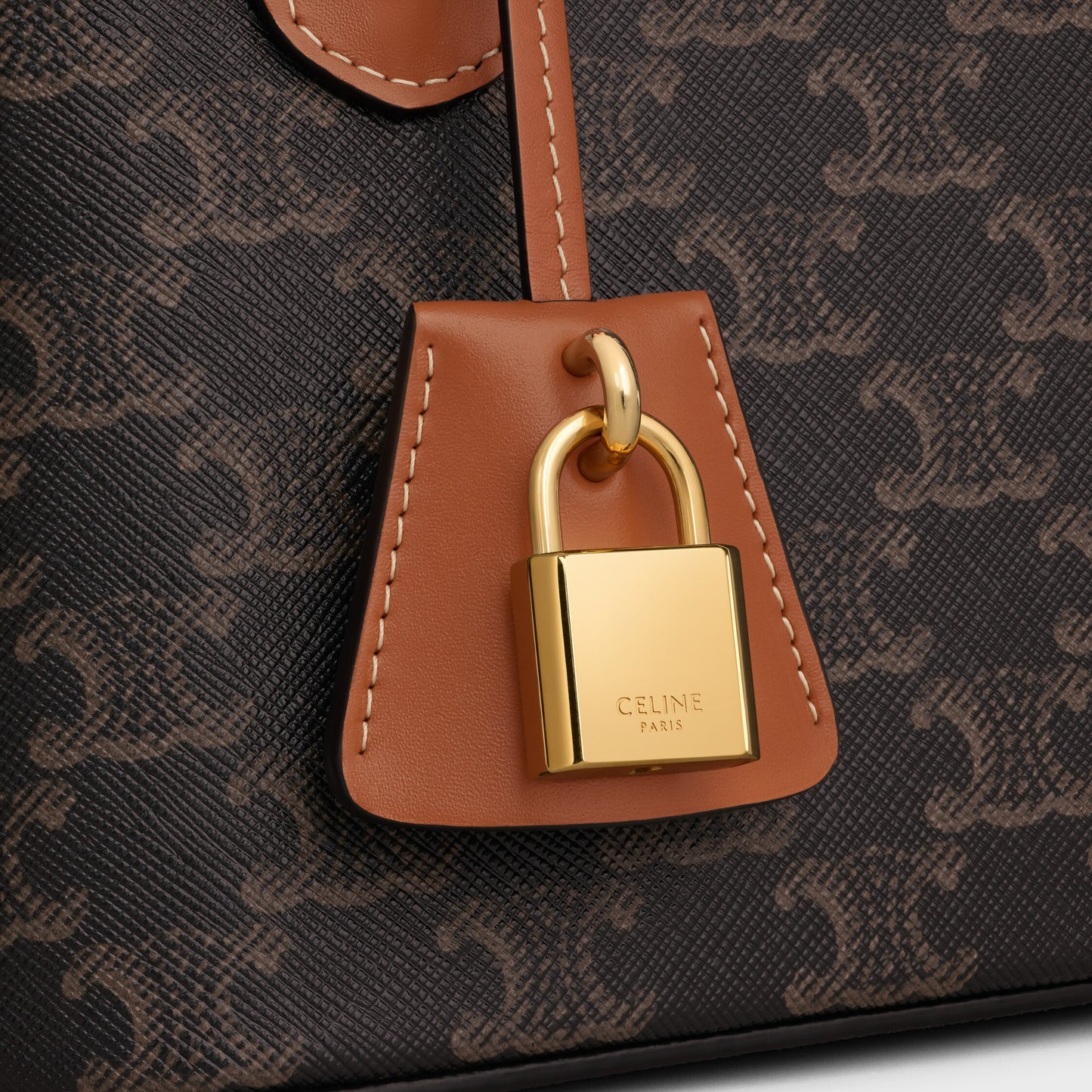 Honorine Teen Tasche aus Triomphe-Canvas und Kalbsleder in Cognac