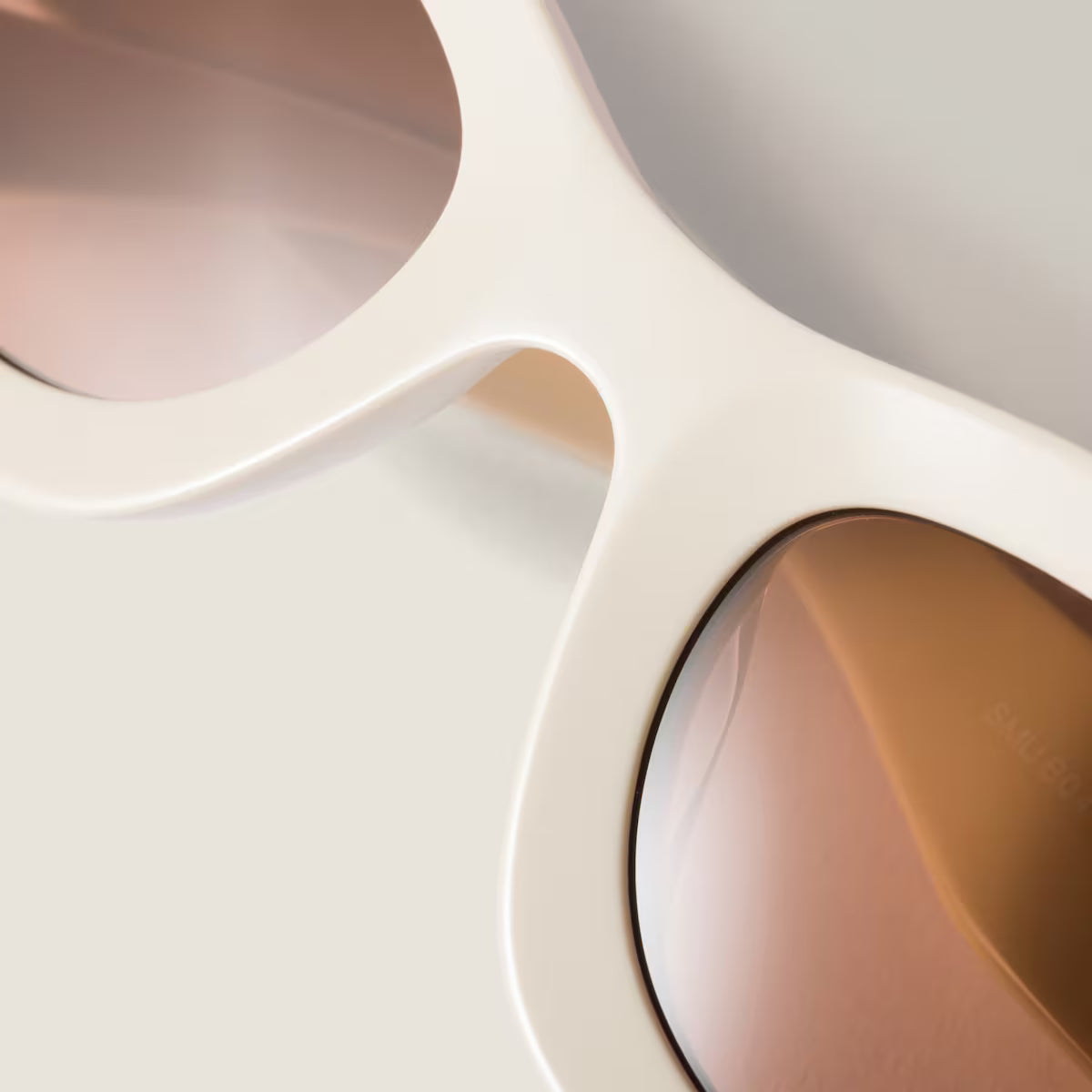 Miu Glimpse Flat-Frame Sunglasses in Milky White with Chocolate Brown Lenses