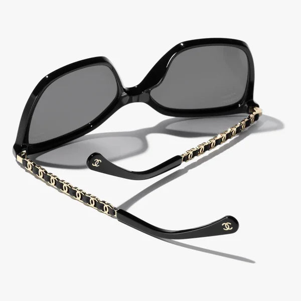 Eckige Sonnenbrille Schwarz