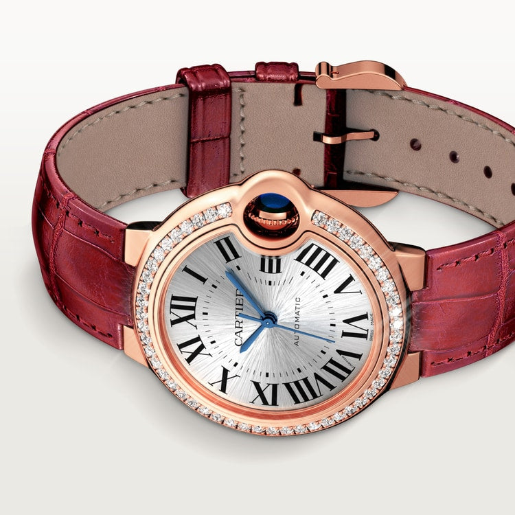 Ballon Bleu Uhr mit bordeauxfarbenem Lederarmband