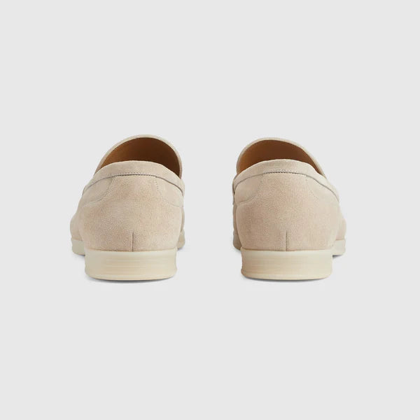 Men's moccasin with buckle in beige suede
