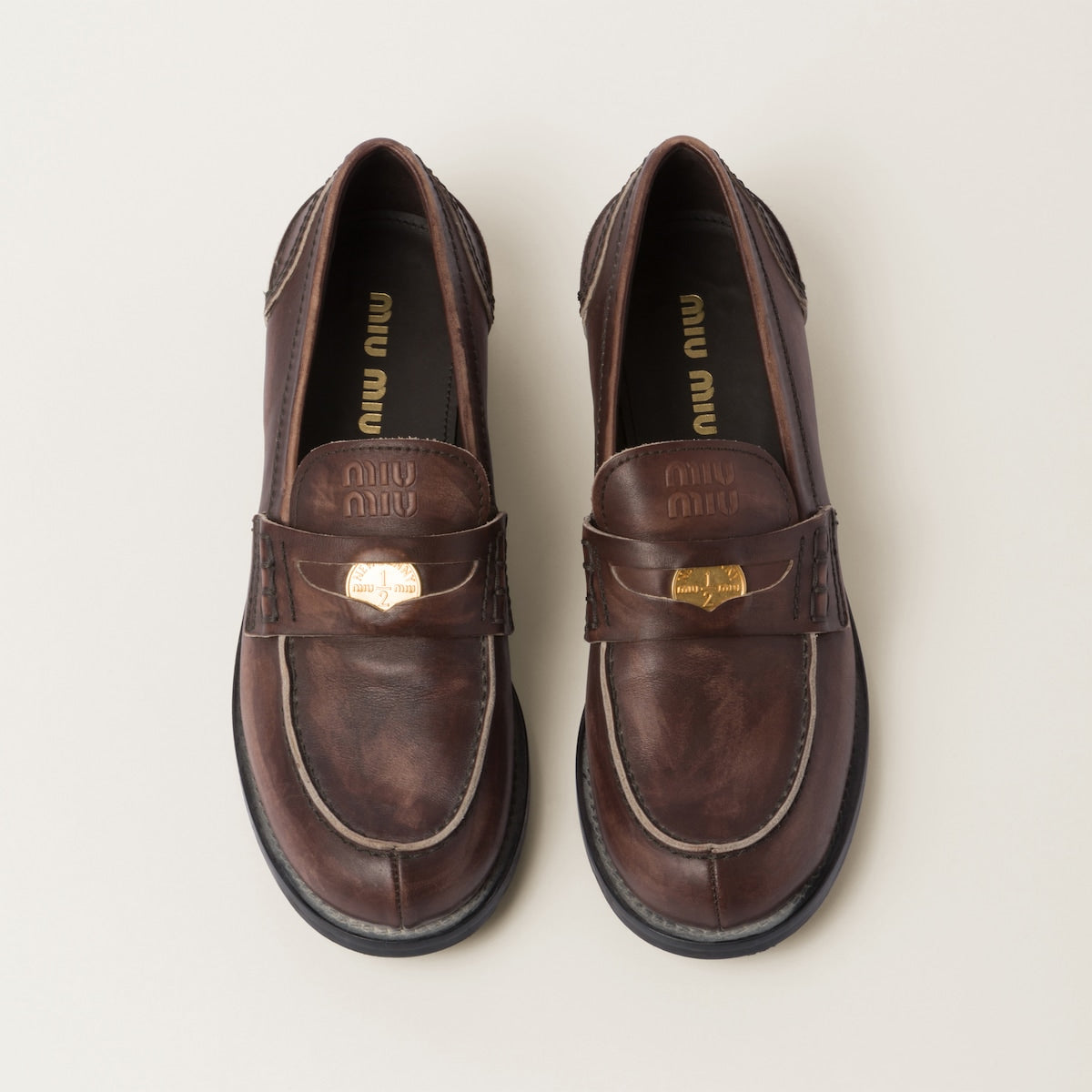 Loafer aus Leder im Vintage-Look in Braun