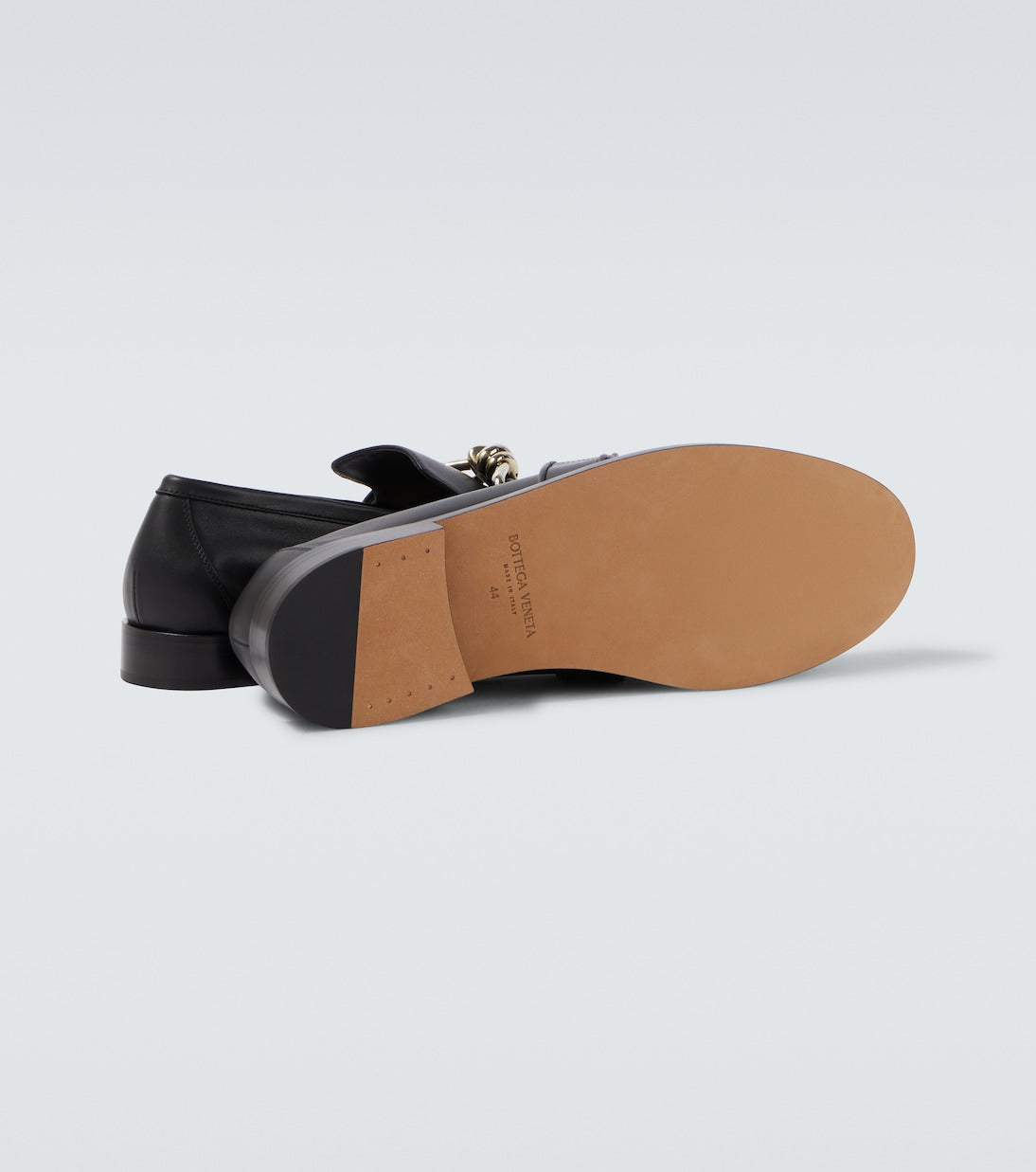Astaire Knot Loafer aus glattem Leder Schwarz mit silberfarbener Schnalle