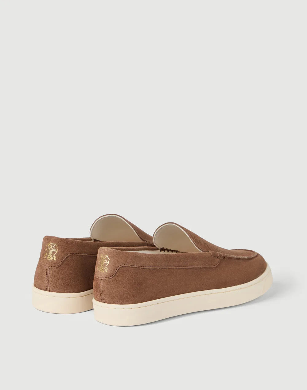 Hazelnut Suede Loafers with Chevron Effect