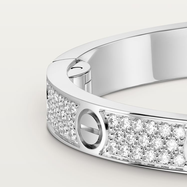 LOVE bracelet, medium model, pavé silver