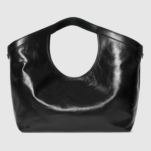 Kleine GG Giglio Shoppingtasche aus schwarzem Leder