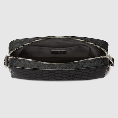 GG fabric shoulder bag black small size