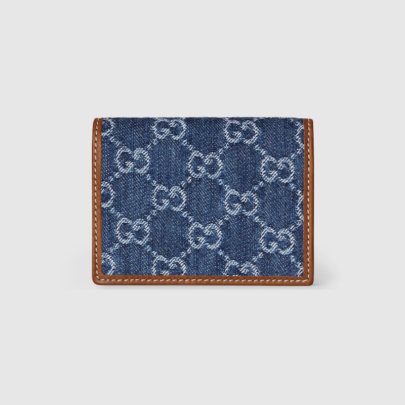 Mini GG Emblem Wallet Denim Blue