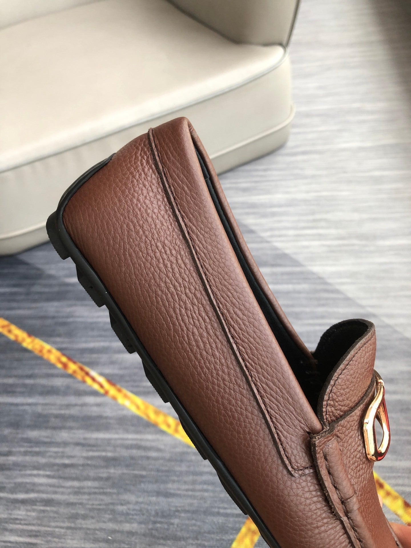 VLogo Signature Driving Shoes in brown leather