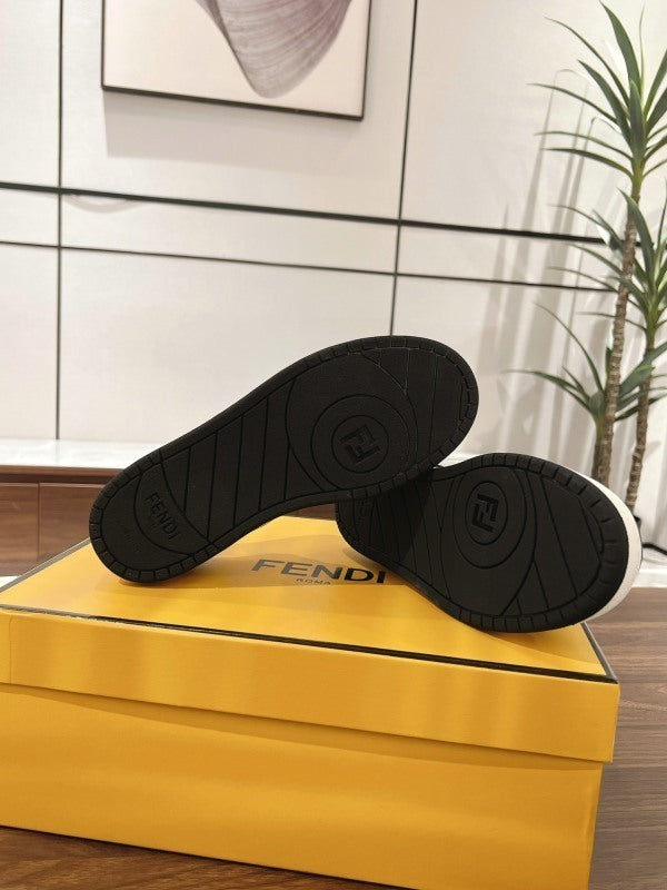 Match sneakers in black leather with white details