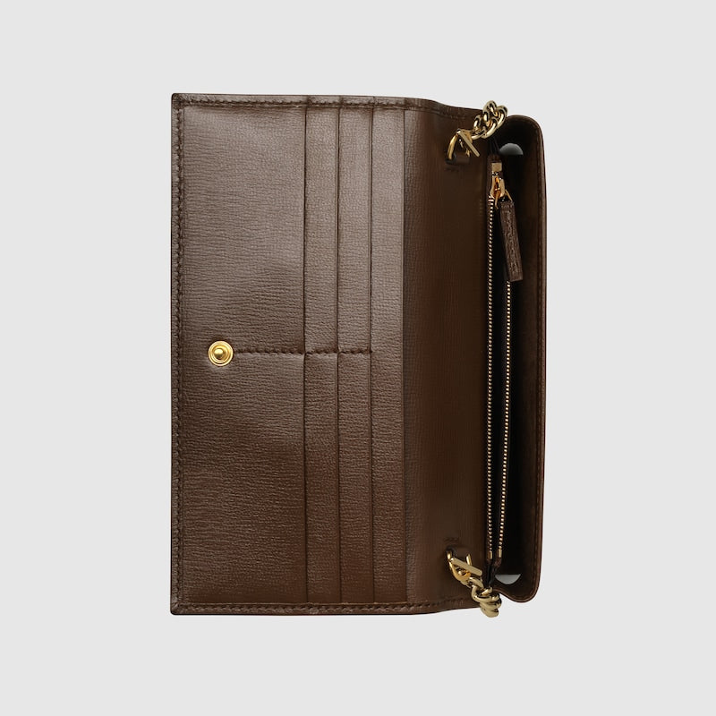 Horsebit 1955 wallet with chain in GG Supreme
