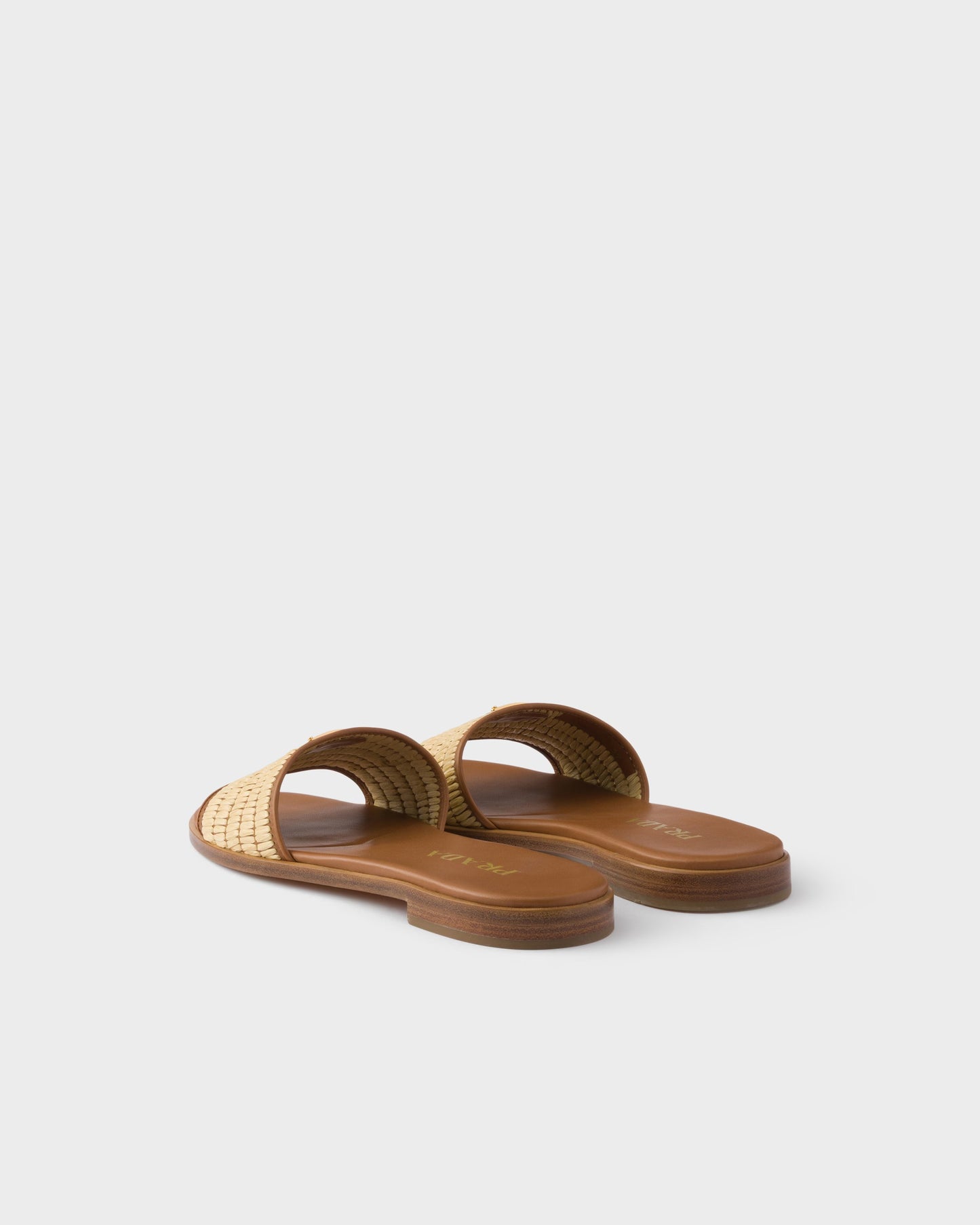 Slider-Sandalen aus Leder und Crochet Beige