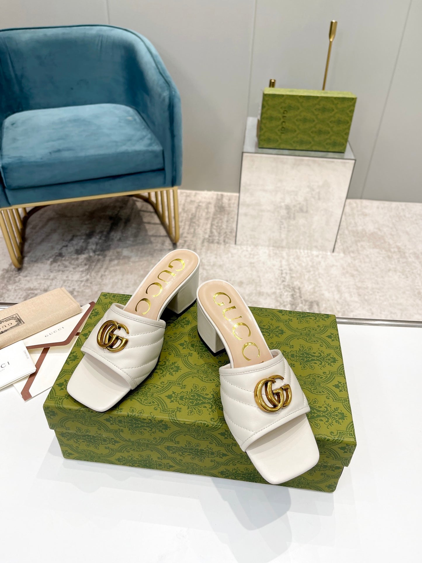 Sandalen Slide Doppel G Weiß