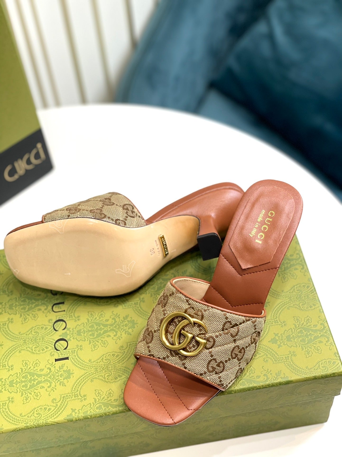 Sandalen Slide Marmont Gold/Beige