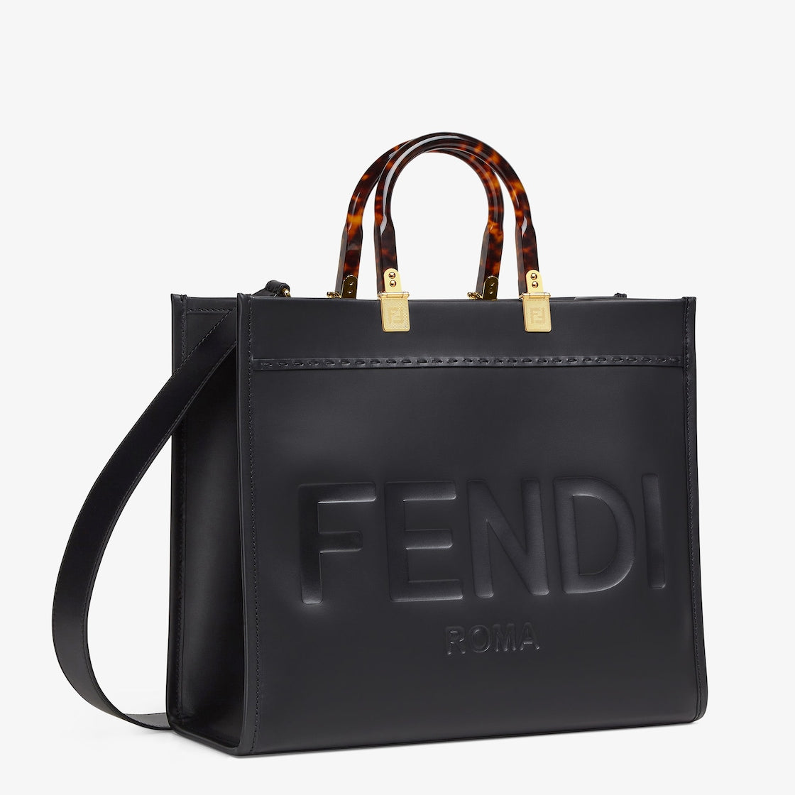 Fendi Sunshine Medium aus schwarzem Leder