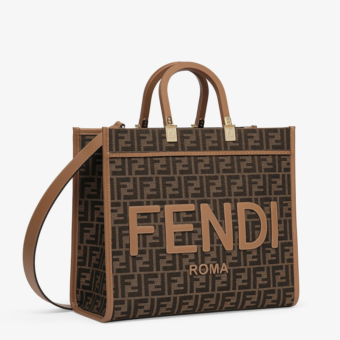 Fendi Sunshine Medium in brown FF jacquard fabric