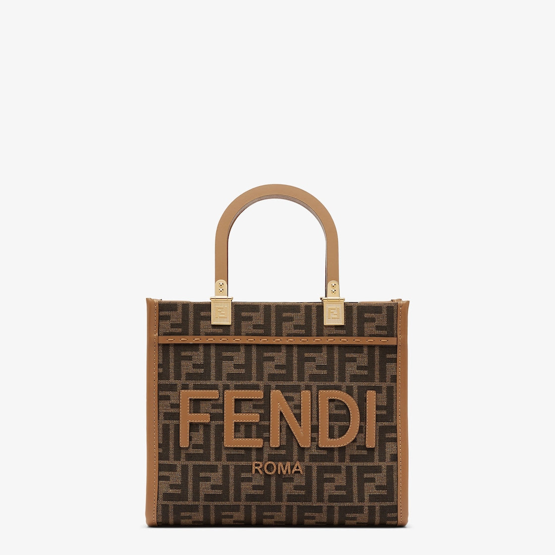 Fendi Sunshine Small aus braunem FF Jacquardstoff