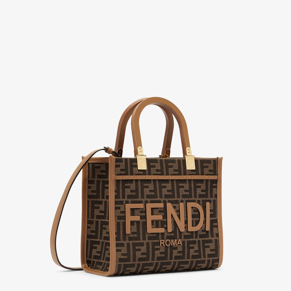Fendi Sunshine Small aus braunem FF Jacquardstoff