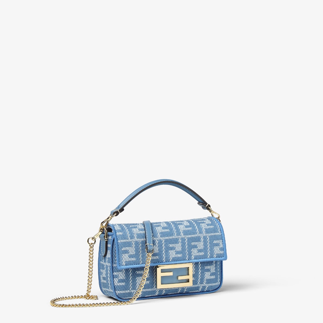 Baguette Mini in blue FF jacquard denim