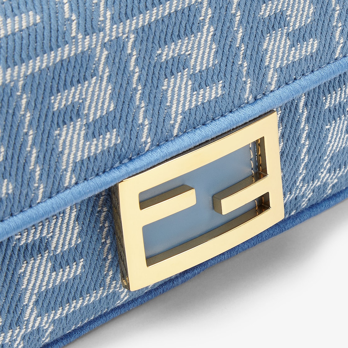 Baguette Mini in blue FF jacquard denim
