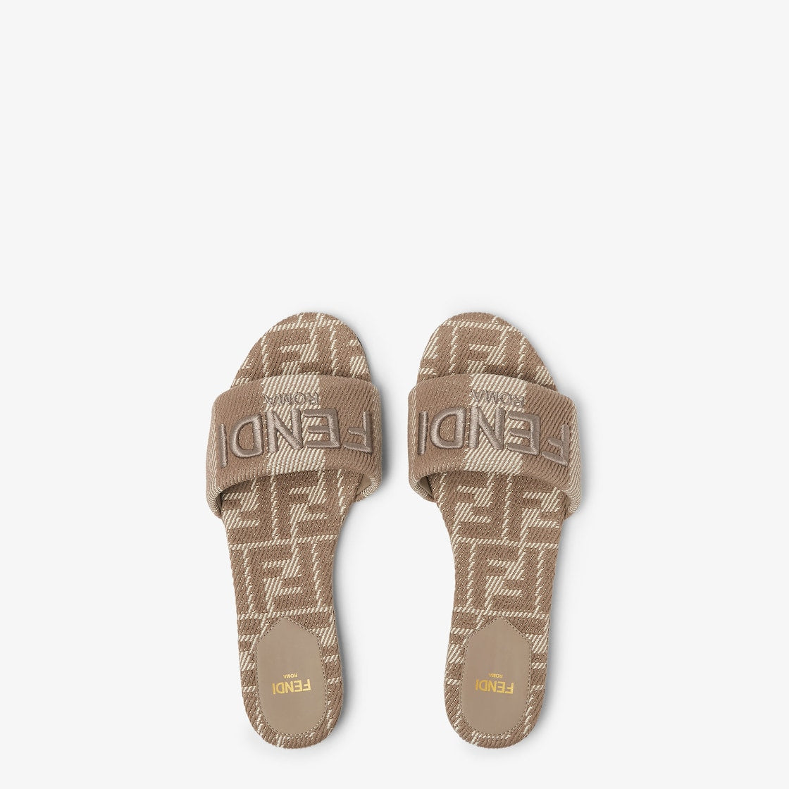 Fendi Sunshine aus taupefarbenem FF Jacquard-Denim