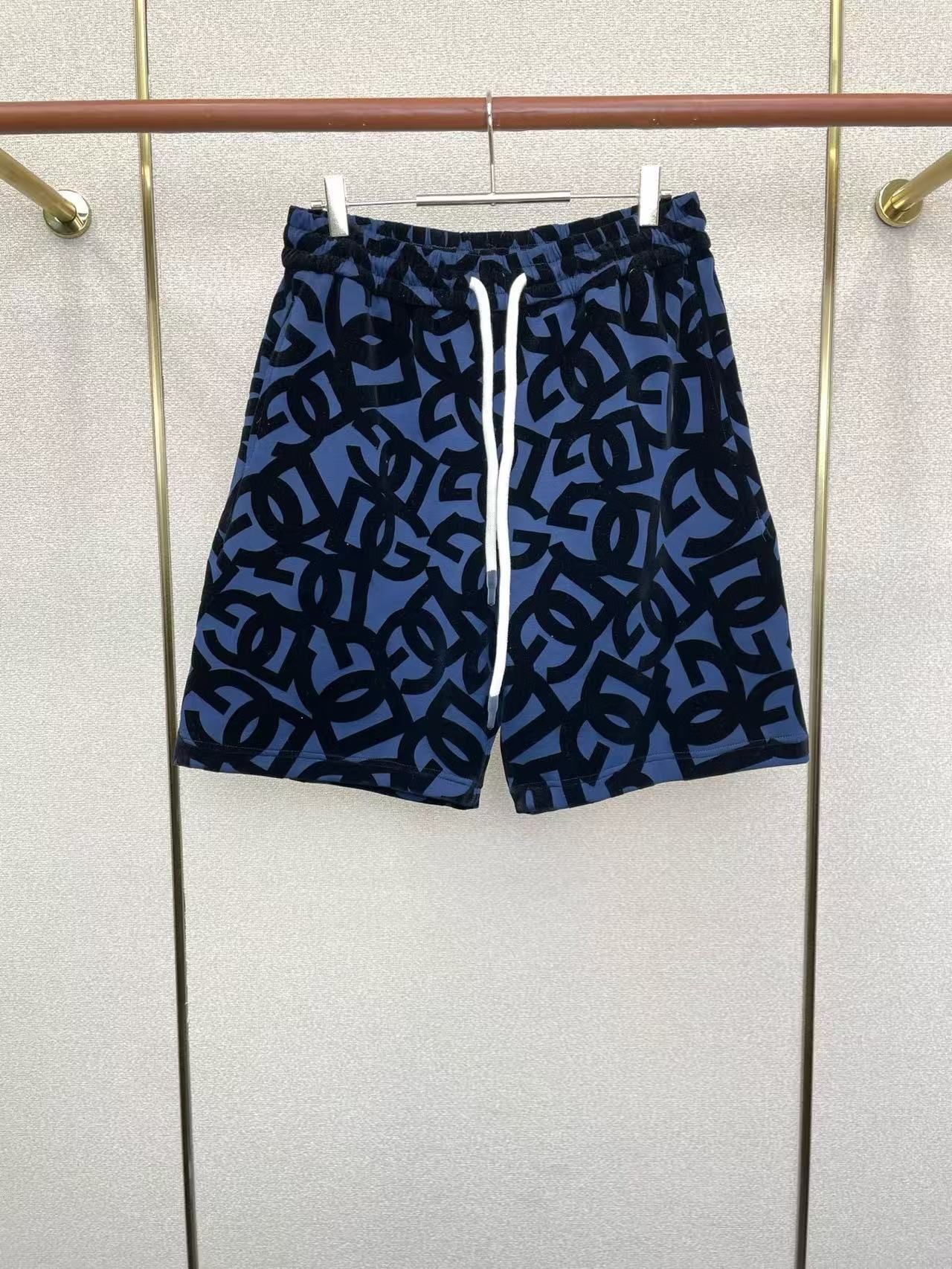 Badehose aus Samt mit Monogramm Blau