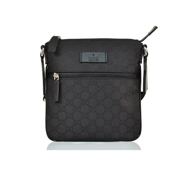 GG MEN'S BLACK FABRIC MESSENGER BAG