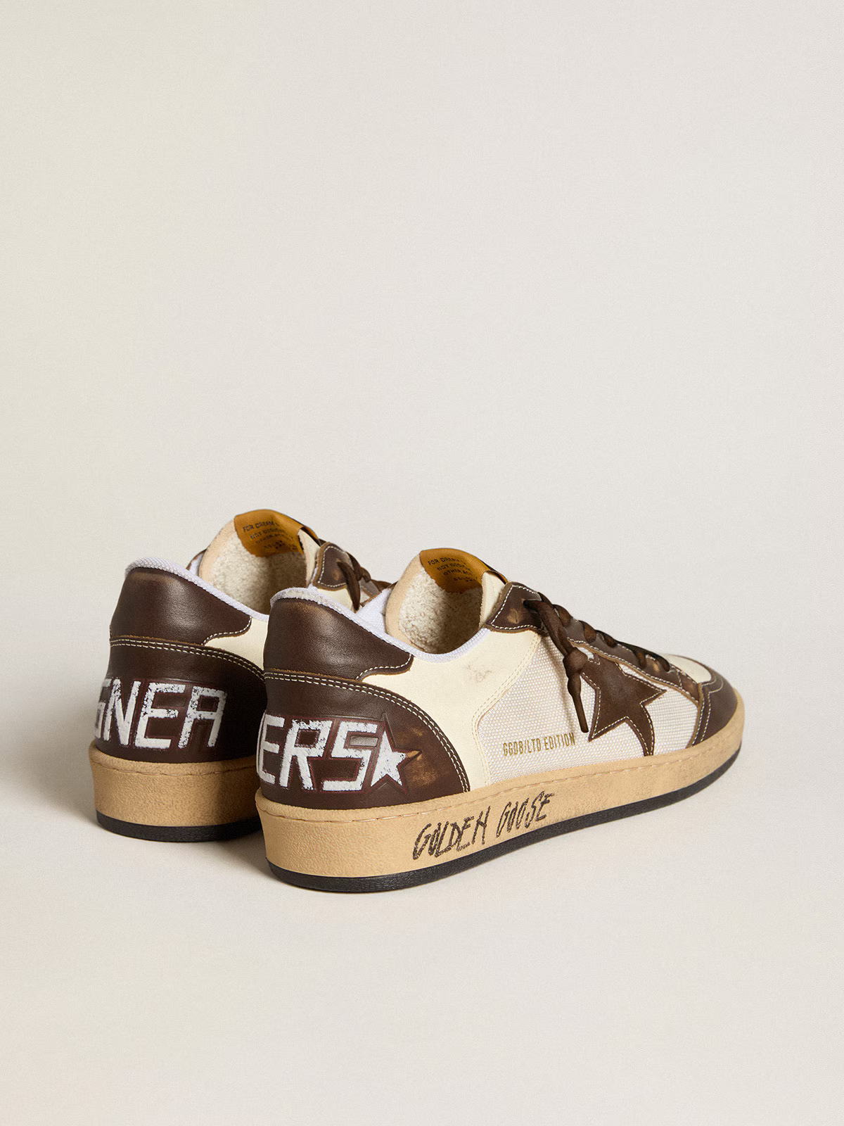 Nappa leather and mesh with suede star and brown leather elements